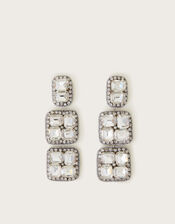 Square Gemstone Drop Earrings, , large