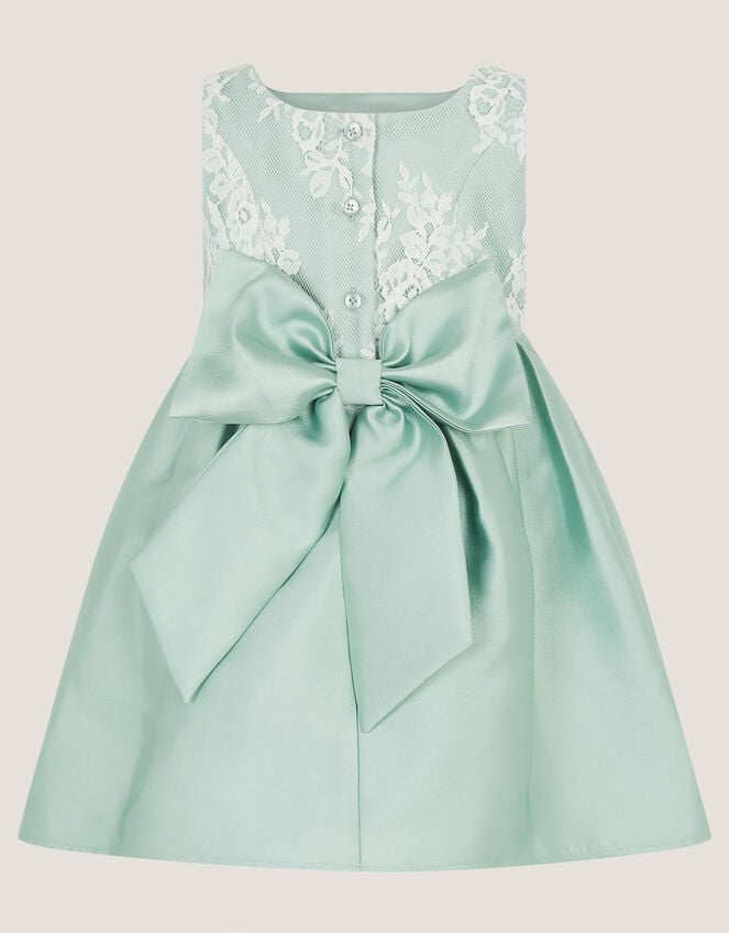 Baby Juno Lace Satin Dress, Green (SAGE), large