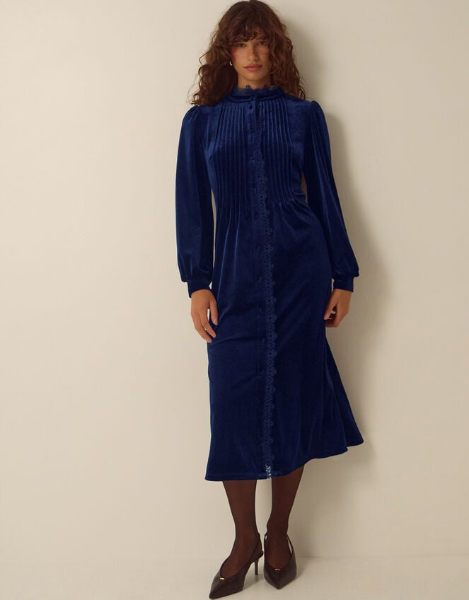 Pip Pinktuck Velvet Midi Dress, Blue (MIDNIGHT), large