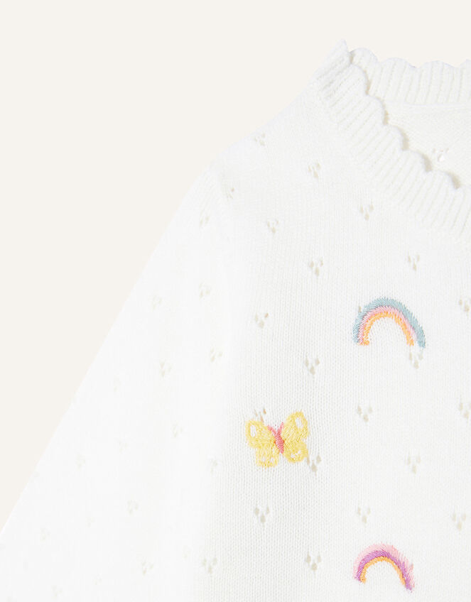 Baby Rainbow Embellished Cardigan, White (WHITE), large