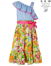 Mabel 2-in-1 Stripe and Floral Maxi Dress, Blue (BLUE), large