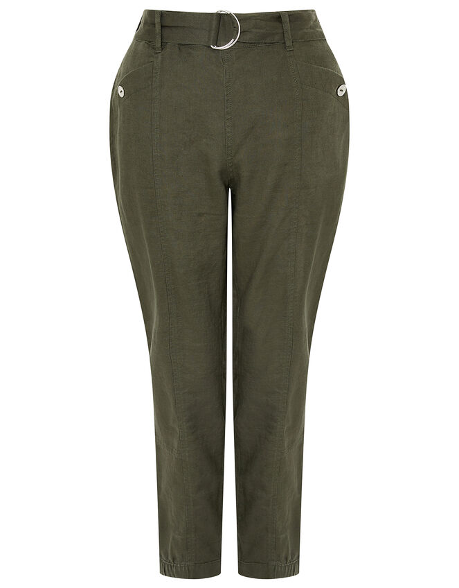 Frankie Joggers in Pure Linen, Green (KHAKI), large