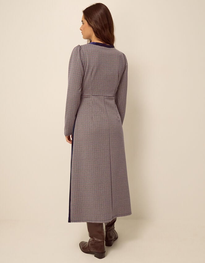 Claude Houndstooth Jersey Midi Dress, Brown (BROWN), large