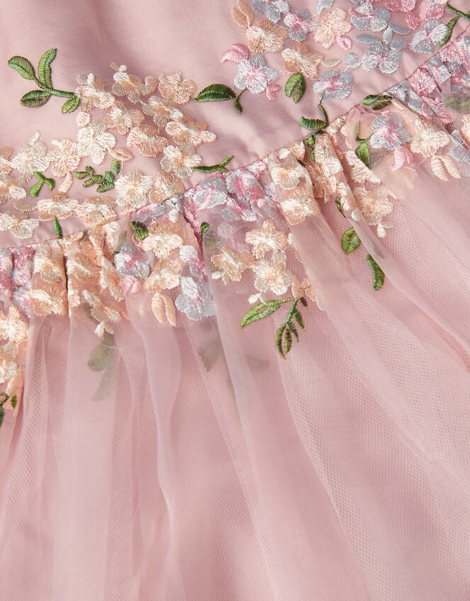 Floral Embroidered Organza Party Dress, Pink (DUSKY PINK), large