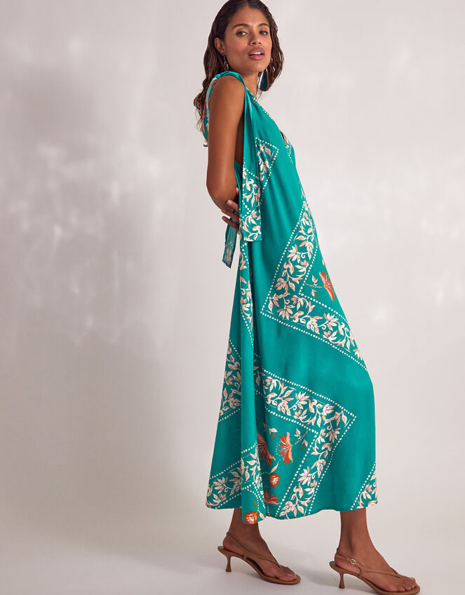 Mila Border Print Midi Dress, Teal (TEAL), large
