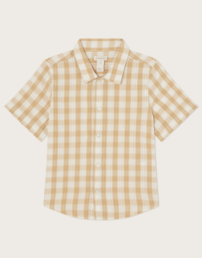 Seersucker Check Shirt, Natural (STONE), large