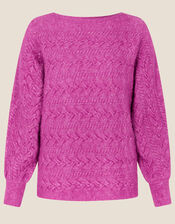 Stitchy Slash Neck Jumper, Pink (PINK), large