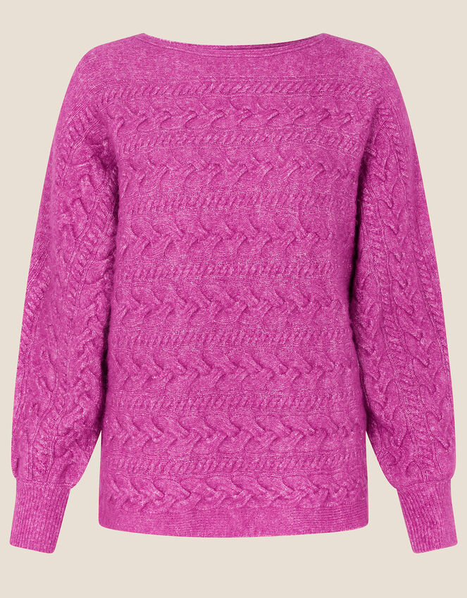 Stitchy Slash Neck Jumper, Pink (PINK), large