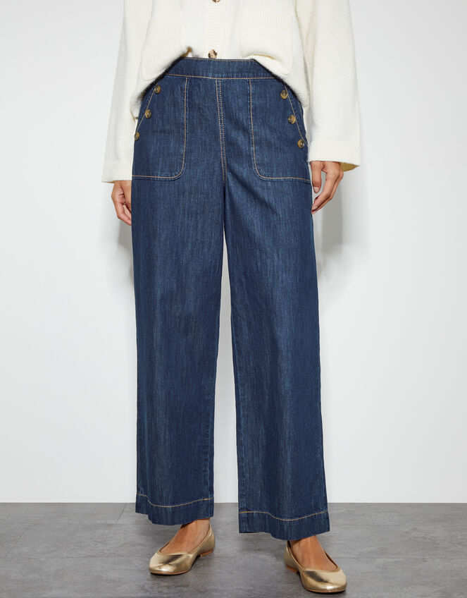 Harper Short Wide Leg Crop Jeans, Blue (INDIGO), large