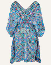 Geo Print Kaftan in Sustainable Viscose, Blue (BLUE), large