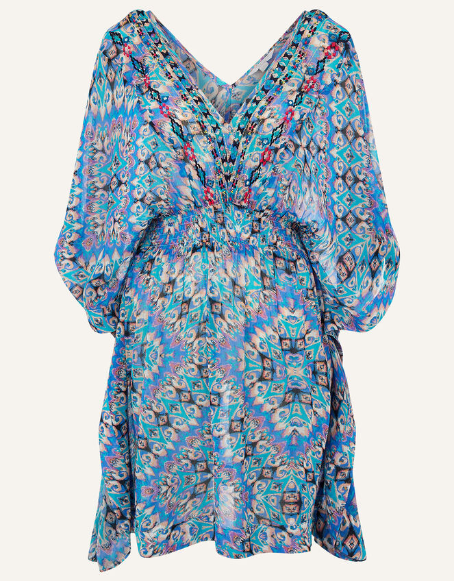 Geo Print Kaftan in Sustainable Viscose, Blue (BLUE), large