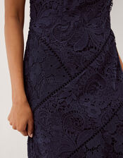 Gina Floral Lace Midi Dress, Blue (NAVY), large