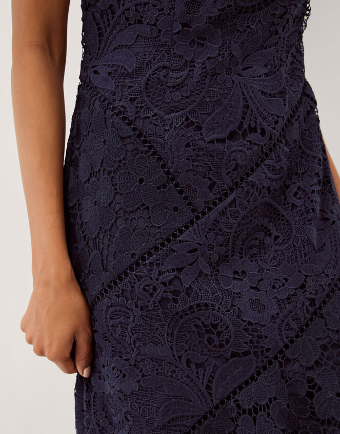 Gina Floral Lace Midi Dress, Blue (NAVY), large
