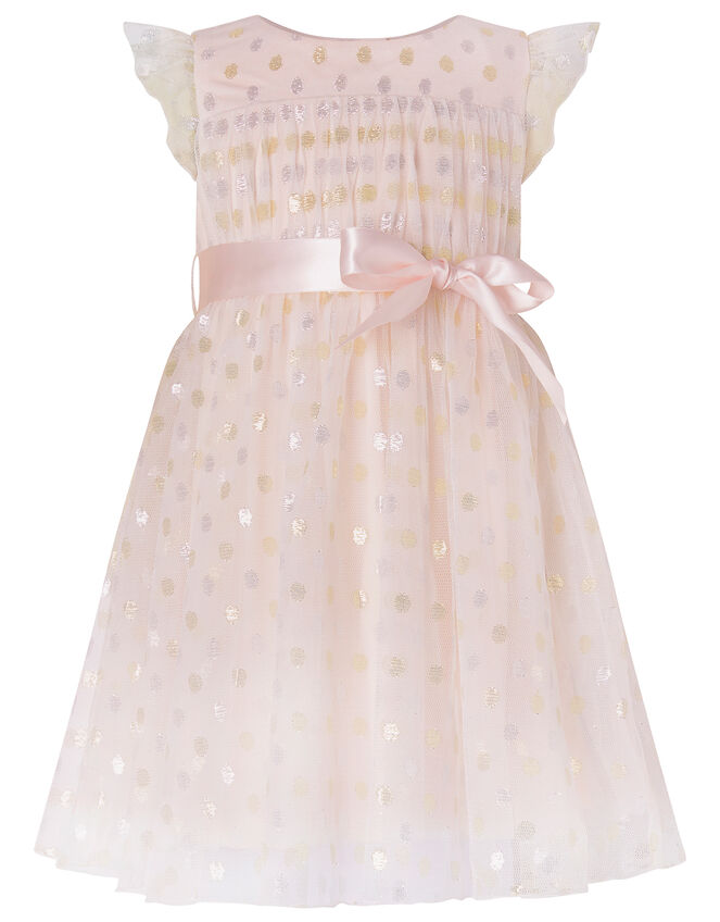 Baby Metallic Spot Dress, Pink (PALE PINK), large