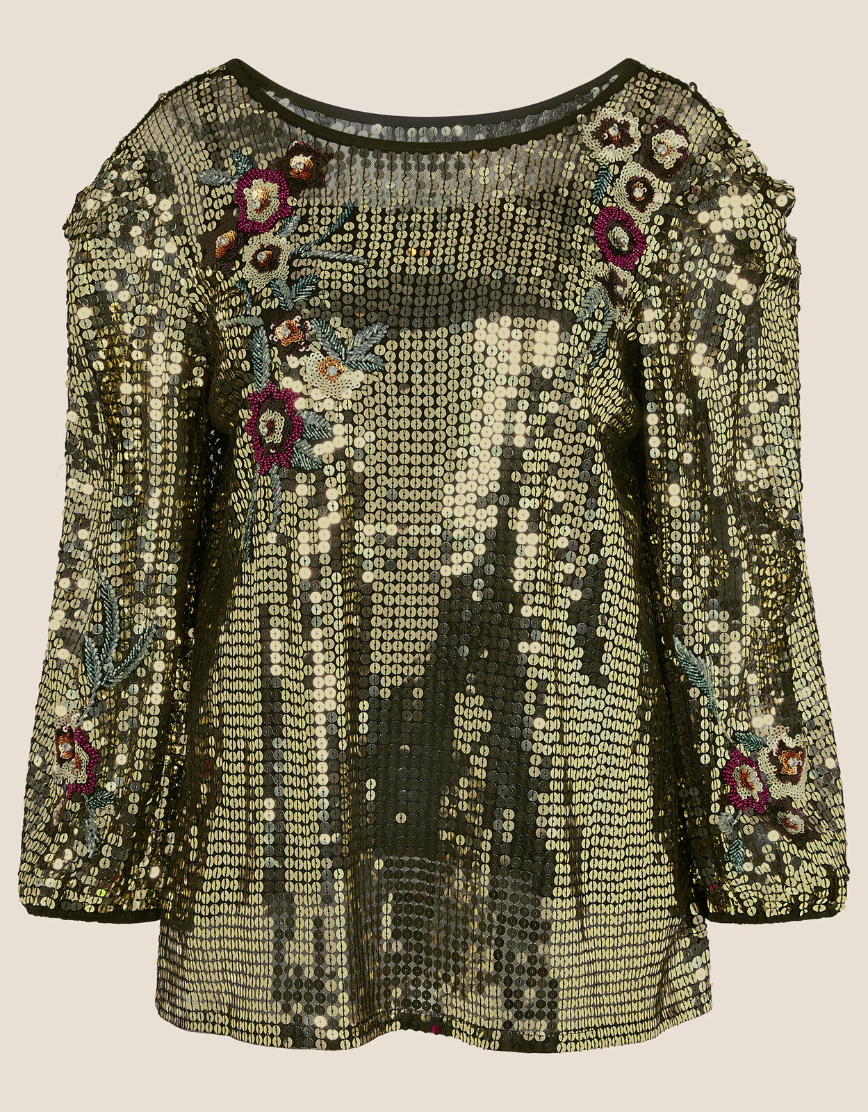Celia Sequin Crop Sleeve Blouse Gold Monsoon IE Navigation