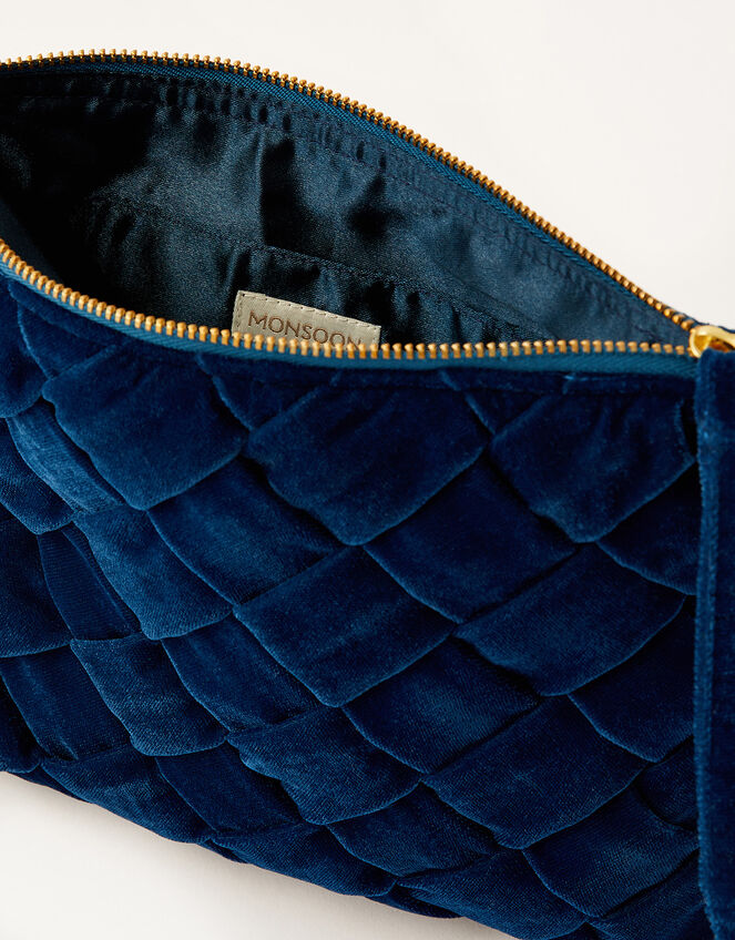 Quilted Velvet Clutch Bag, , large