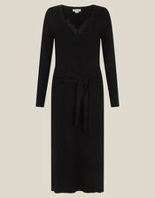 Lulu Lace Knitted Midi Dress, Black (BLACK), large