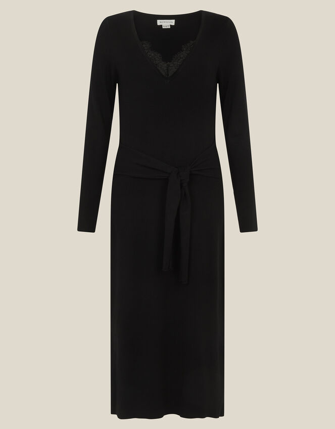 Lulu Lace Knitted Midi Dress, Black (BLACK), large