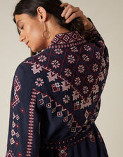 Navy Embroidered Jacket with LENZING™ ECOVERO™, Blue (NAVY), large