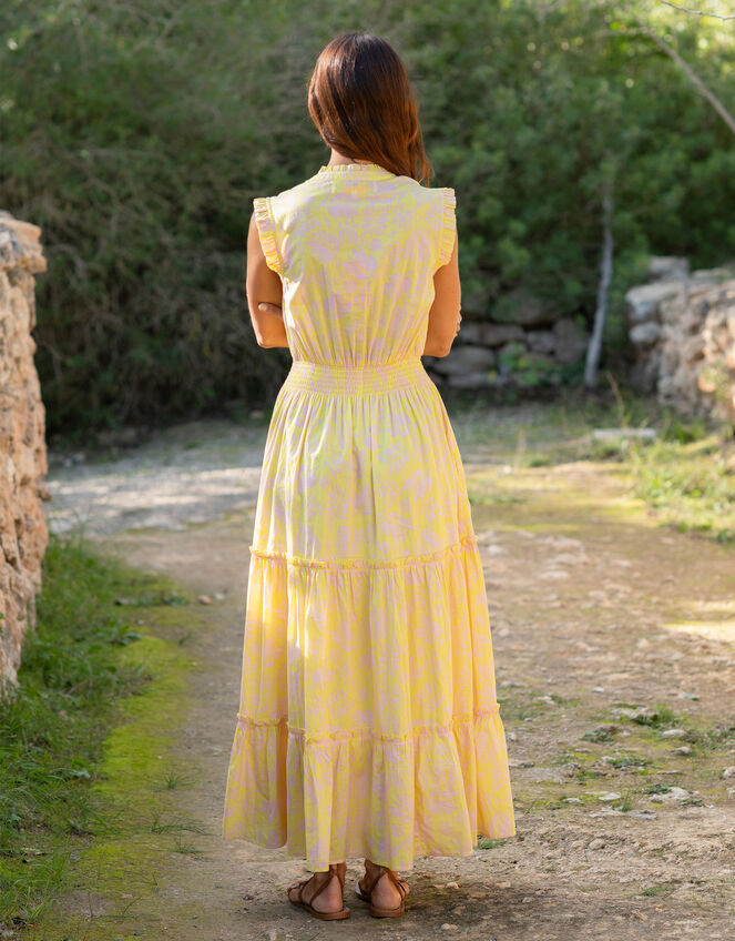 La Galeria Elefante Floral Print Midi Dress, Yellow (YELLOW), large