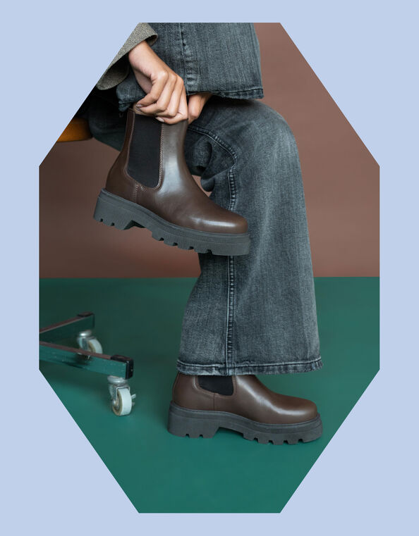 Shoe The Bear Patent Leather Chelsea Boots, Brown (CHOCOLATE), large