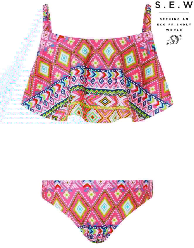 Xena Geo Print Bikini Set with Recycled Polyester, Pink (PINK), large
