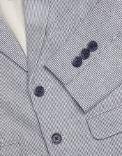 Pinstripe Cotton Blazer, Blue (BLUE), large