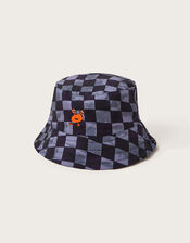 Reversible Check Bucket Hat, Black (BLACK), large