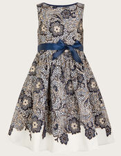 Jasmine Jacquard Dress, Blue (NAVY), large