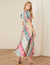 Mai Stripe Satin Tea Dress, Green (GREEN), large