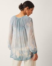 Lilian Sheer Floral Blouse, Blue (PALE BLUE), large