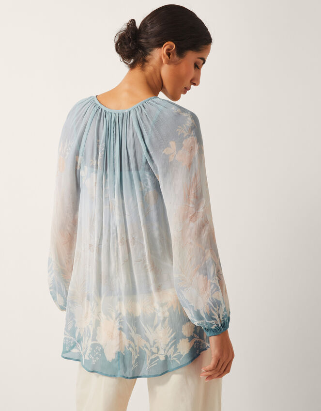 Lilian Sheer Floral Blouse, Blue (PALE BLUE), large