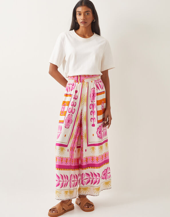 Tina Summer Floral Wide Leg Pants, Pink (PINK), large