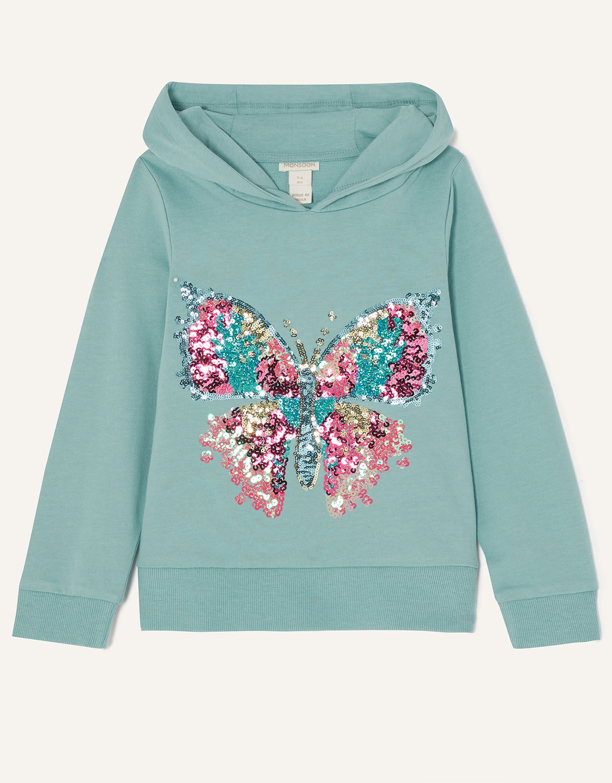 Sequin Butterfly Hoodie Green