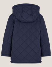 Corduroy Collar Quilted Jacket, Blue (NAVY), large