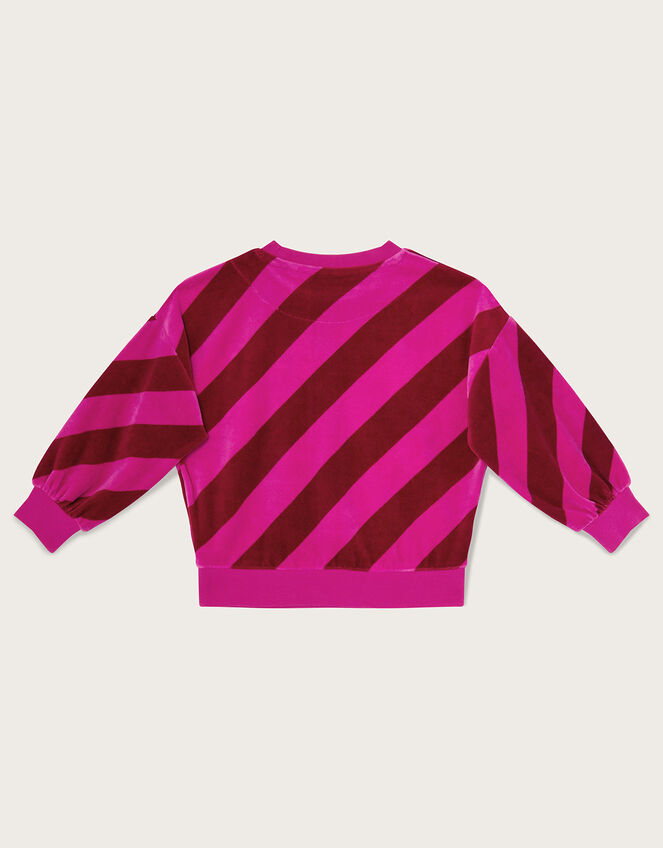 Diagonal Stripe Velour Top, Pink (PINK), large