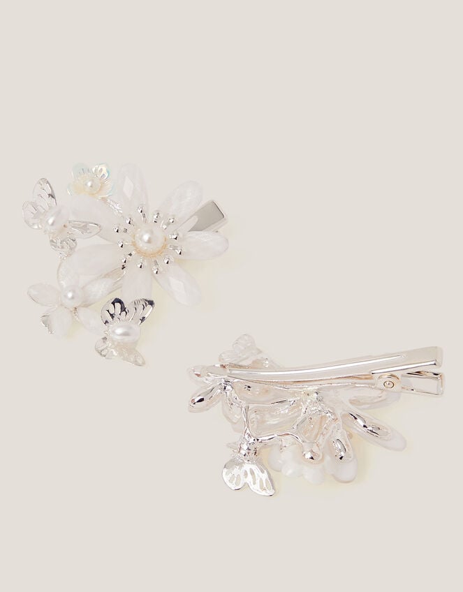2-Pack Gem Flower Hair Clips, , large