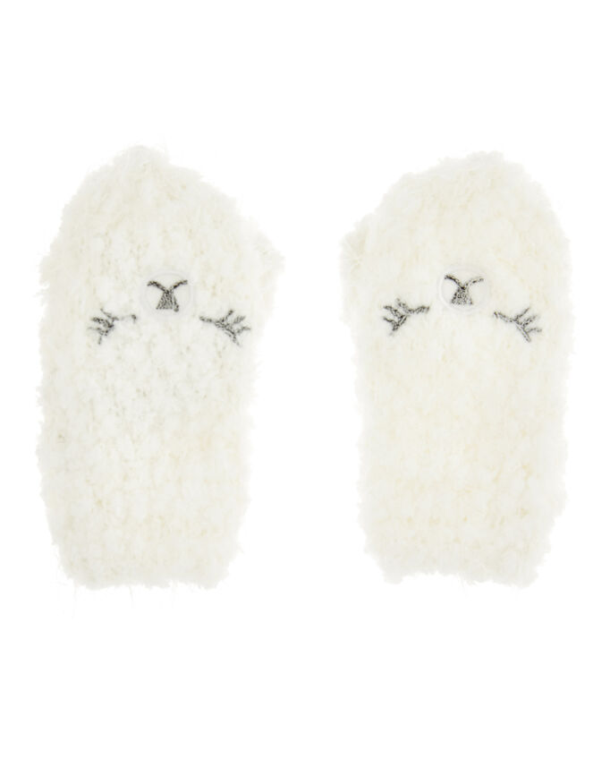 Baby Ana Sparkle Bear Mittens, Ivory (IVORY), large