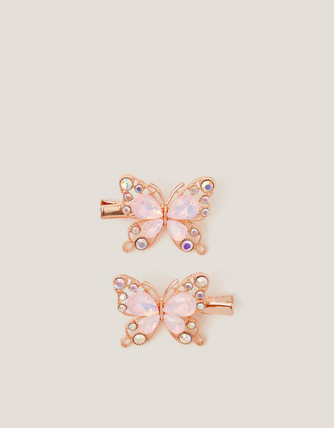 2-Pack Gemstone Butterfly Hair Clips, Pink (PINK), large
