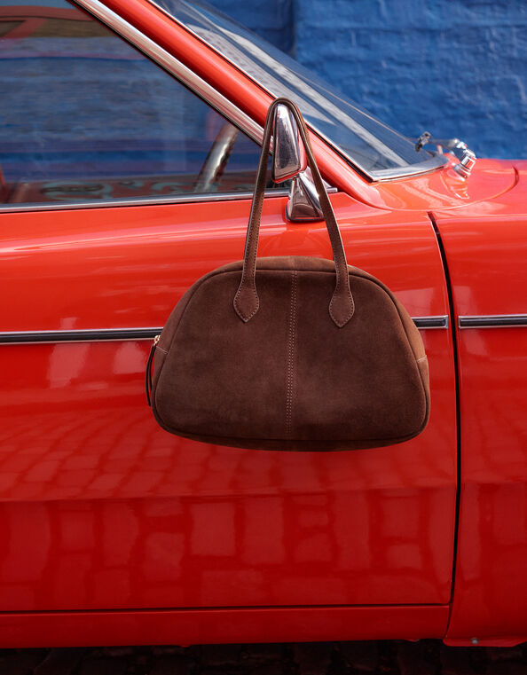 Dalia Suede Bowler Bag, , large