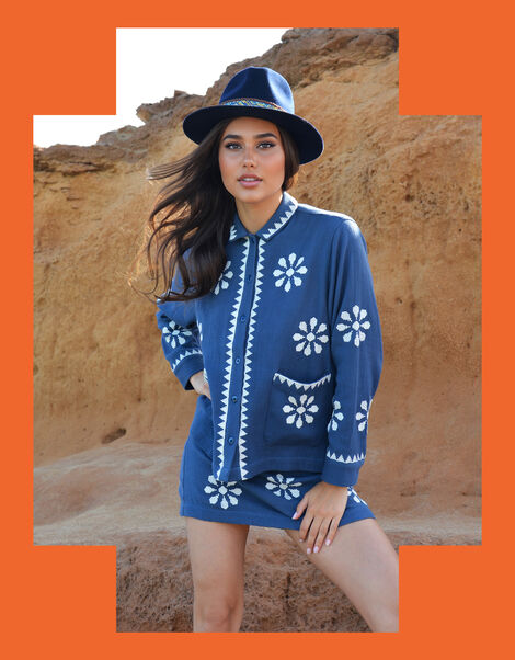 Wild Tomar Woven Collar Jacket, Blue (BLUE), large