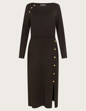 Ciara Button Midi Jumper Dress, Brown (CHOCOLATE), large