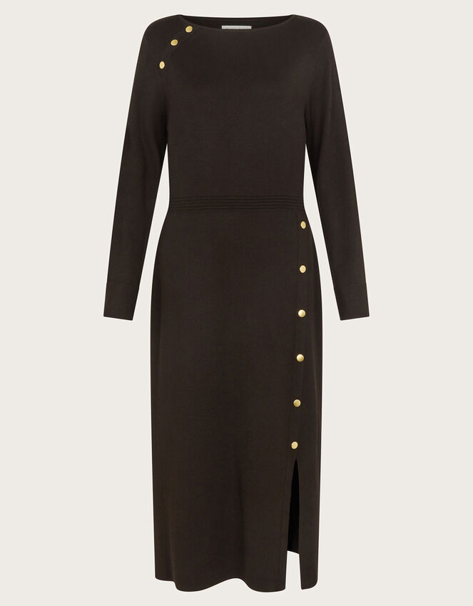Ciara Button Midi Jumper Dress, Brown (CHOCOLATE), large