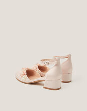 Flower Embellished Closed Toe Heels, Pink (PINK), large