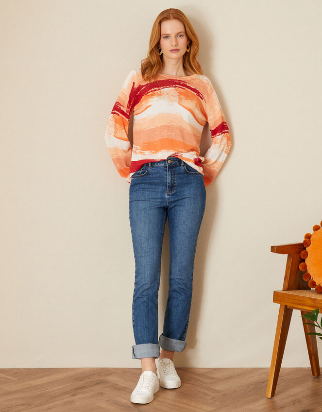 Brush Print Stripe Jumper, Multi (MULTI), large