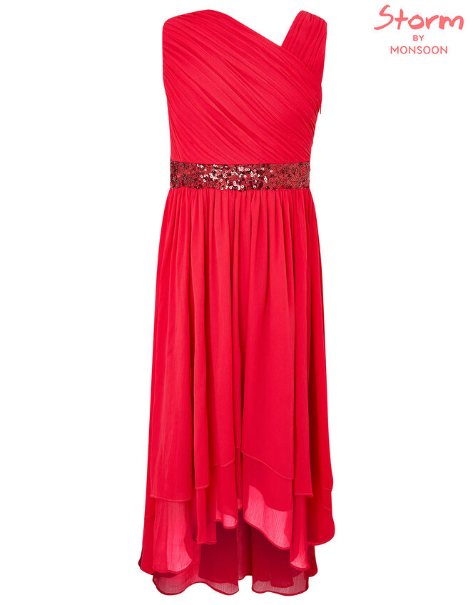 Abigail Sequin One-Shoulder Prom Dress, Red (RED), large
