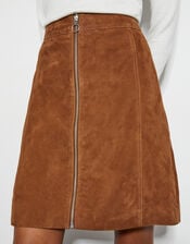 Sienna Suede Zip Skirt, Tan (TAN), large