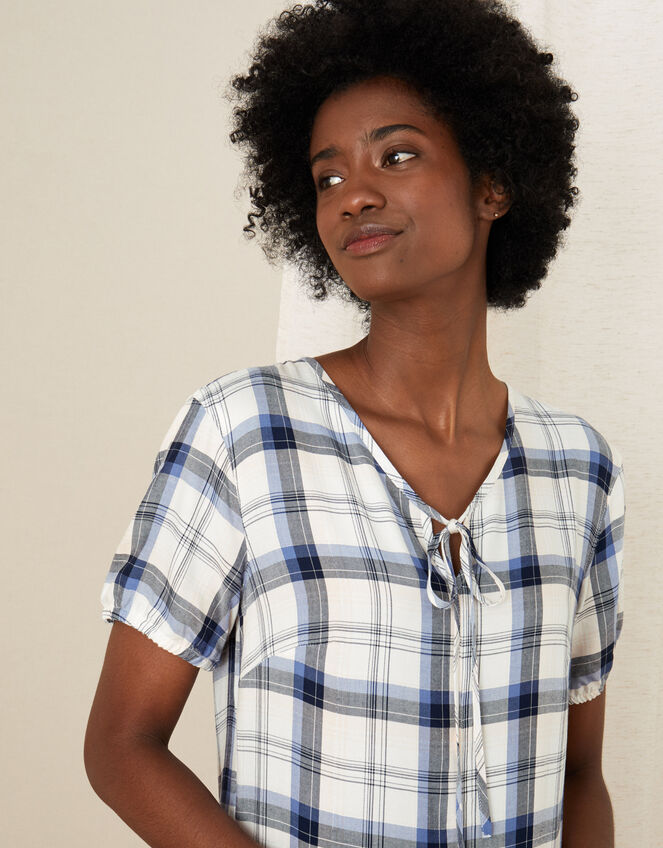 Check Print Tunic Dress, Ivory (IVORY), large