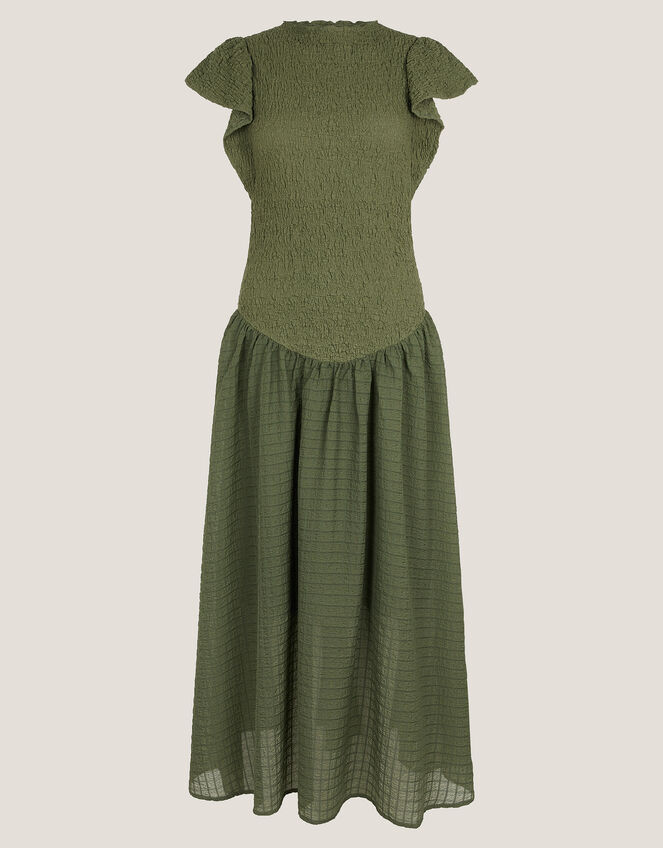 Dee Drop Waist Midi Dress, Green (KHAKI), large