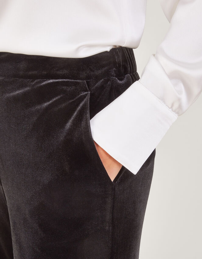 Maria Velvet Straight Leg Trousers, Black (BLACK), large
